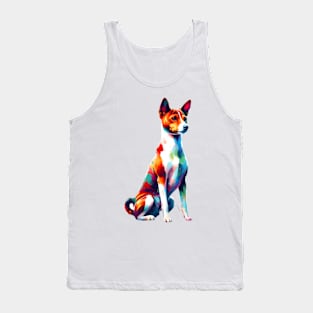 Energetic Basenji in Colorful Abstract Splash Art Style Tank Top